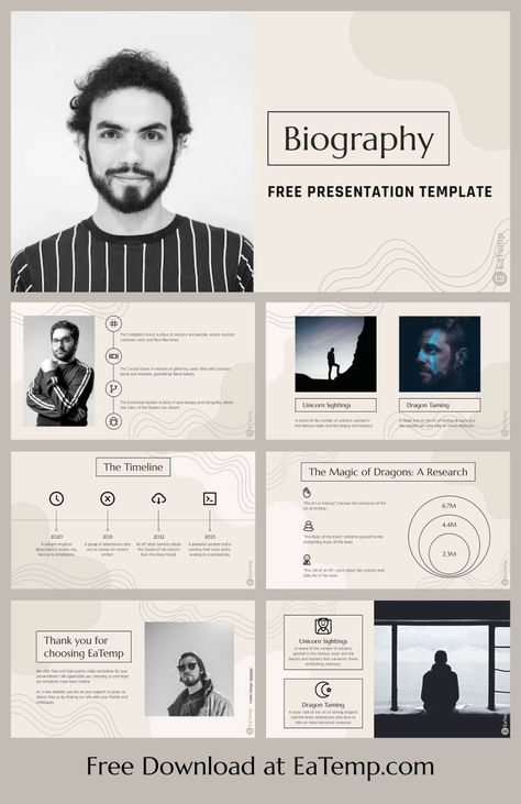 Biography 13 Biography Presentation, Biography Template, Personal Biography, About Me Template, Google Slides Theme, Professional Presentation, Google Slides Themes, Template Google, Slides Template