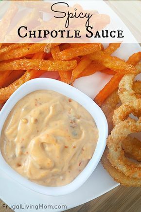 This Spicy Chipotle Sauce is a perfect pair for dipping fries and rings (also great for sandwiches, burgers and veggies). It has just enough kick to keep spicy lovers happy but is not too spicy so sensitive palettes love it too (like my daughter). Spicy Chipotle Sauce, Chipotle Sauce Recipe, Chipotle Dip, Chipotle In Adobo Sauce, Grills Outdoor, Chipotle Sauce, Adobo Sauce, Potato Fries, Yummy Dips