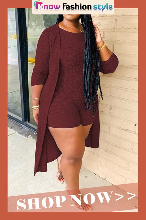 Style Vert, Style Bleu, Cardigan Plus Size, Plus Size Two Piece, Long Romper, Bodysuit Fashion, Casual Cardigans, Stylish Plus, Style Noir