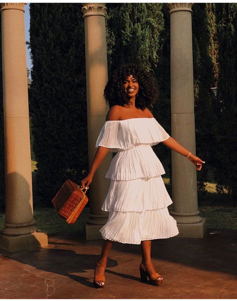 White Midi Dress Outfit, Midi Dress Outfit, Black Femininity, Outfit Trends, Black Women Fashion, Casual Wedding, White Midi Dress, Classy Outfits, African Fashion