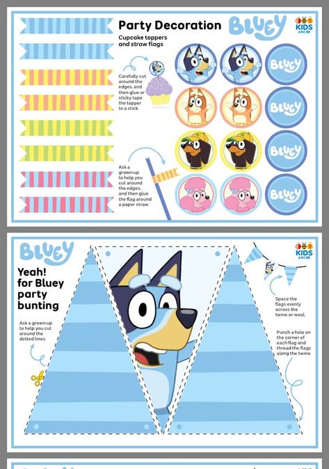 Bluey party decoration for kids party ideas 1st Birthday Bluey Theme, Abc Birthday Parties, Bluey Birthday Party, Bingo Party, Bday Party Kids, Birthday Party Images, Bluey Party, Bluey Birthday, 2nd Birthday Party Themes