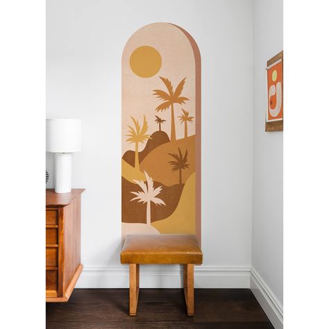 "Buy WallPops Tropical Oasis Archway Decal at Michaels. com. Skip the hours of work it would take to paint your own archway mural with this peel and stick decal instead! In just seconds, this tropical desert decal will add boho-chic vibes to any space, its earthy color palette making it perfect for the neutral aesthetic lover as well. Skip the hours of work it would take to paint your own archway mural with this peel and stick decal instead! In just seconds, this tropical desert decal will add b Desert Aesthetic Decor, Archways In Homes, Tropical Desert, Aesthetic Lover, Focal Wall, Patio Wall, Tropical Oasis, Neutral Aesthetic, Earthy Color Palette