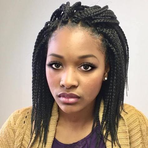 Shoulder-Length Crochet Braids Pixie Braids Hairstyles, Short Bob Braids, Pixie Braids, Short Box Braids Hairstyles, Short Box Braids, Long Box Braids, Crochet Braid Styles, Pelo Afro, Braided Ponytail Hairstyles