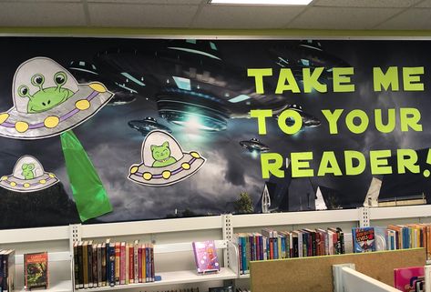 Outer Space Library Theme, Space Book Fair Theme, Space Theme Book Fair, Homeroom Mom, Space Theme Classroom, Star Trek Theme, Space Week, Book Tasting, Fair Theme