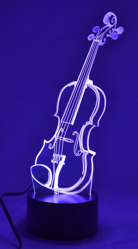 Violin 3D Lamp Cool Violins, Violin Design, Violin Art, Instruments Art, Orchestra Music, 3d Led Lamp, 3d Illusion Lamp, 3d Lamp, Violin Music