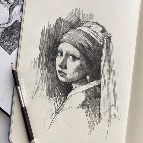 Girl With A Pearl Earring, Painting Girl, Start Painting, Portraiture Drawing, Office Job, Arte Sketchbook, Arte Inspo, Portrait Sketches, I Quit