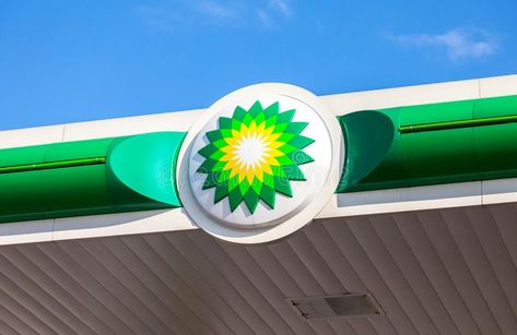 BP - British Petroleum petrol station logo against blue sky. Bri royalty free stock photo Petroleum Logo, British Petroleum, Brand Icon, Petrol Station, Industrial Modern, Blue Sky, Royalty Free Stock Photos, Royalty, Royalty Free