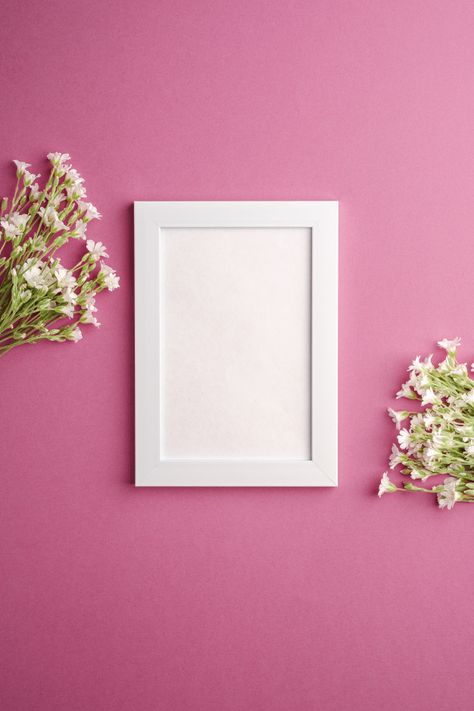 Pink Frame Background, Picture Frame Aesthetic, White Frame Background, Background Photo Frame, Pink Purple Background, Single Photo Frame, Pink Photo Frame, Flowers On Blue Background, India Logo