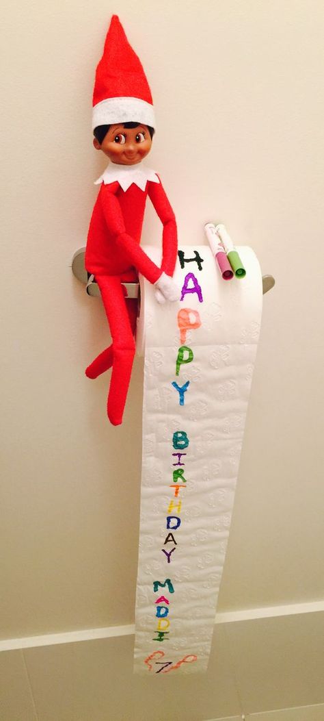 A little round up of ideas for anyone with kids with a December birthday. As always feel free to share your ideas.                          ... Birthday With Elf On The Shelf, Elf On Shelf Birthday Party Ideas, Elf On The Shelf For Birthday, Elf Happy Birthday, Elf On The Shelf Bday Ideas, Elf Bday Ideas, Elf On Shelf For Birthday, Elf On The Shelf Get Well Soon, Elf Birthday Surprise