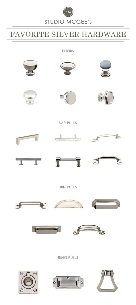 Silver Hardware Roundup | Studio Blog - STUDIO MCGEE | Bloglovin’ Studio Mcgee Kitchen Cabinet Hardware, Studio Mcgee Cabinet Hardware, Studio Mcgee Door Hardware, Studio Mcgee Kitchen Hardware, Kitchen Cabinet Hardware Silver, Studio Mcgee Hardware, Kitchen With Silver Hardware, Kitchen Silver Hardware, Kitchen Hardware Silver