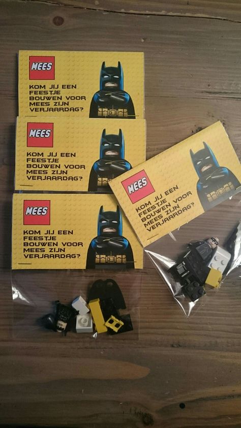 Lego Batman party invitations: "come join and let's build a party together!"