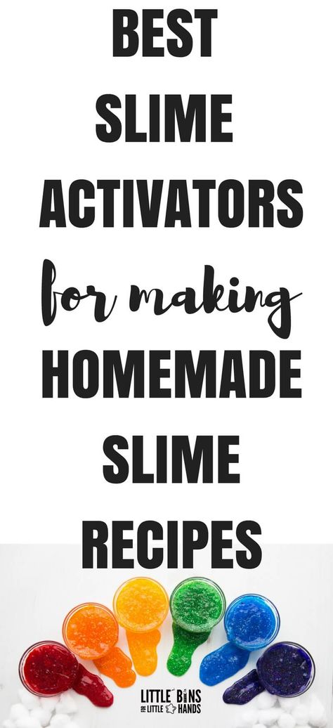 Making homemade slime recipes is all about having the right slime activator and of course the right glue. I am going to share with you my favorite slime activator list to get you started, and I will share some tips for making the easiest slime ever with these different slime activators. We want you to have all the slime making info you need right at your finger tips. How To Make Slime With Out Activator, Slime Activator Substitute, Slime Activator Recipes, Diy Slime Activator, Activator For Slime, Diy Activator For Slime, Slime Activator, How To Make Activator For Slime, Activators For Slime