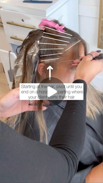 Face Framing Foil Placement, Horizontal Weave Highlights, Horizontal Vs Vertical Highlights, Face Framing Highlight Placement, Highlighted Straight Hair, Face Frame Highlight Placement, Diy Face Frame Highlights, Diy Babylights At Home, Horizontal Highlights Hair