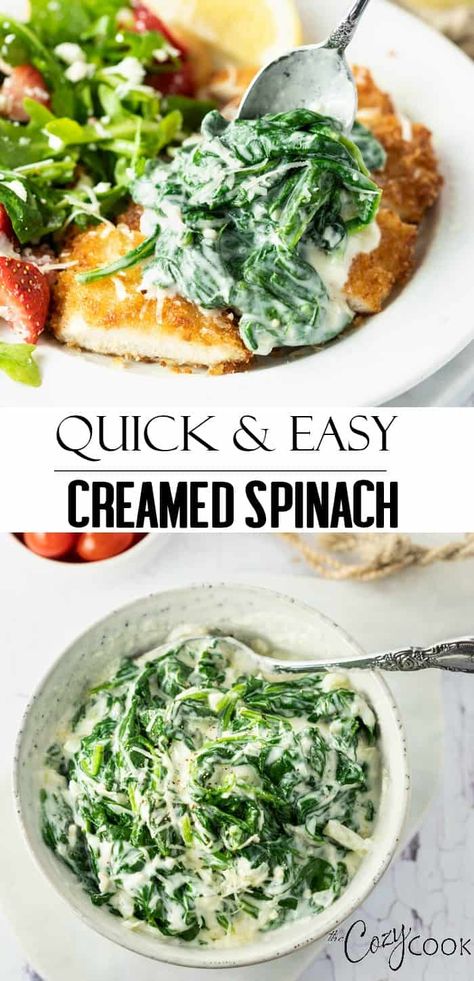 Canned Spinach Recipes, Frozen Spinach Recipes, Easy Spinach Recipes, Spinach Recipes Healthy, Creamed Spinach Recipe, Red Cabbage Recipes, Cozy Cook, Recipe Spinach, Parmesan Cream Sauce