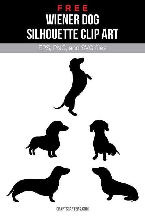 Dachshund Silhouette Printable, Dachshund Svg Free, Dog Silhouette Printable, Felt Sausage, Dachshund Crafts, Dog Silhouette Svg, Dachshunds Dog, Arte Dachshund, Animal Stencil Art