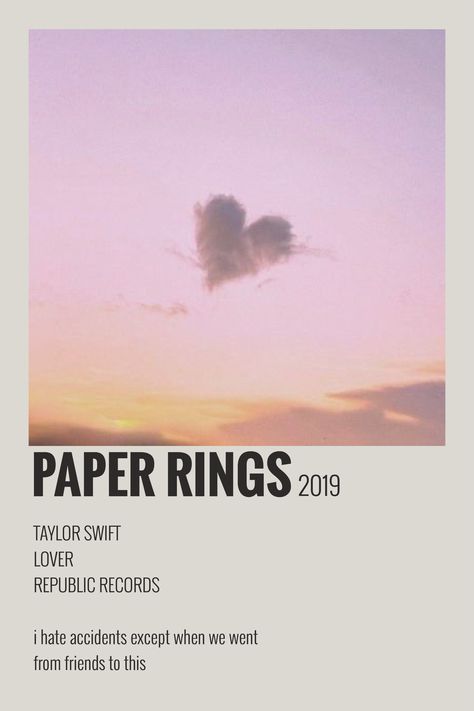 Paper Rings Taylor Swift Polaroid Poster, Lover Taylor Swift Polaroid Poster, Paper Rings Polaroid Poster, Music Poster Ideas Taylor Swift, Lover Polaroid, Taylor Swift Song Polaroid, Song Polaroid, Taylor Swift Song Posters, Taylor Swift Song Poster