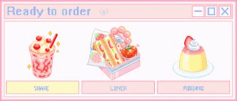 Pixel Header Gif, Cute Transparent Gif Banner, Transparent Gif Dividers, Pixel Art Header, Pixel Banner, Pixel Food, Pixel Kawaii, 블로그 디자인, Food Banner