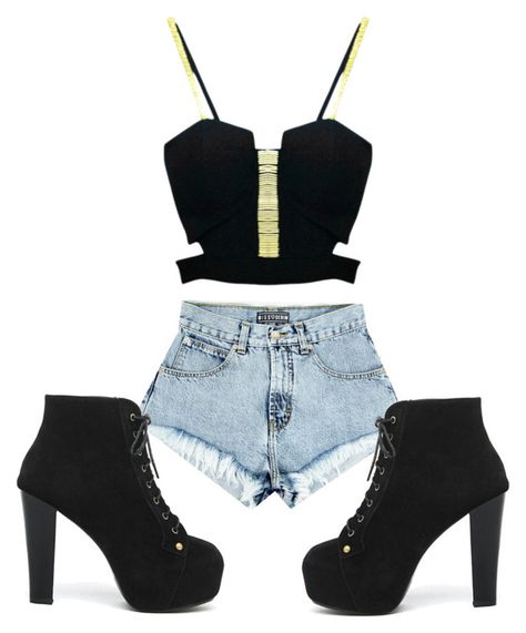 "Clubbing 2" by valet12 on Polyvore Revealing Outfit Club Clubwear, Black Punk Style Tops For Club, Edgy Fitted Club Shorts, Black Hollow Out Bodysuit For Club, Black Cutout Top For Club, Trendy Outfit Inspo, Clubbing Outfits, Red Carpet Outfits, Lace Evening Dresses