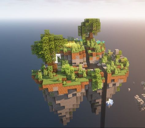 Minecraft Building Ideas Floating Island, Minecraft Floating Island Tutorial, Sky Island Minecraft, Floating House Minecraft, Minecraft Skyblock Island Ideas, Minecraft Sky Island, Skyblock Island Ideas, Floating Island Minecraft, Minecraft Empire