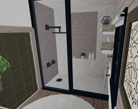 Bathroom Layout Bloxburg, Bloxburg Bathroom Aesthetic, Bathroom Ideas For Bloxburg, Bloxburg 2x2 Bathroom, Bloxburg Photo Codes Bathroom, Bloxburg Modern Bathroom Ideas, Bloxburg Bathroom Ideas 2x3, 3x3 Bloxburg Bathrooms, Fall Bathroom Bloxburg