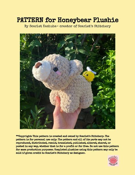 PATTERN for Honeybear Plushie dog Red Riding Hood, Zebras, Four Legged, Crochet Yarn, Mr Mrs, Read Online For Free, Step By Step Instructions, Crochet Pattern, Free Pattern