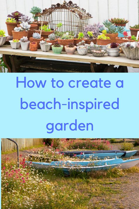 Beach garden ideas - coastal style for your backyard #gardening #outdoorliving Hamptons Beach House Decor Coastal Style, Coastal Gardens Uk, Seaside Garden Ideas, Nautical Garden Ideas, Coastal Landscaping Ideas, Beach Theme Garden, Seaside Gardens, Nautical Garden, Garden Themes