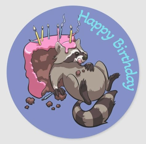 Animal Drawings Cat, Birthday Cake Cartoon, Cartoon Eating, Raccoon Eating, Animal Birthday Cake, Easy Birthday Cakes, Cake Car, Cake Cartoon, Cute Birthday Party