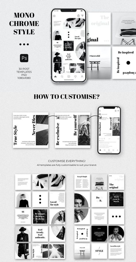 Black And White Social Media Post, Black And White Branding Mood Boards, Monochrome Instagram Feed, Minimalistic Social Media Design, Collage Layout Templates, Designer Instagram Feed, Graphic Designer Instagram Feed, Black And White Instagram Feed, Monochrome Branding