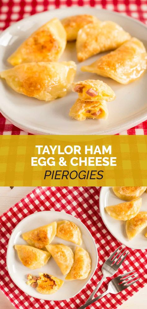 Taylor Ham Egg And Cheese, Homemade Pierogies, Taylor Ham, Pierogi Recipe, Make Ahead Breakfast Casserole, Overnight Recipes, Diy Breakfast, Scrambled Eggs Recipe, Pork Roll