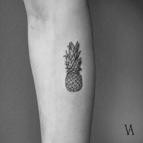 Fine line style pineapple tattoo on the right inner forearm. Pineapple Tattoos, Pinapple Tattoos, Pineapple Tattoo, Small Forearm Tattoos, Forearm Tattoo Design, Cool Forearm Tattoos, Forearm Tattoo Women, B Tattoo, Tattoo Script