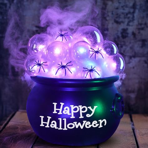 PRICES MAY VARY. 17 Pcs Halloween Candy Bowl Decorations: Set includes: 1 black witches cauldron, 7 clear plastic balls, 1 bag of Stretchy Cobwebs, 6 spiders, 1 purples string light, and 1 instruction manual,Powered by 2AA batteries(not included) Easy to Assemble: measuring 7.7 x 5.3 inches, comes with purple LEDs lights. cauldron with candy or any other items, covers it with Stretchy Cobwebs , places the clear bubbles balls on top, securing them with adhesive dots Versatile Use: The Halloween c All Things Halloween, Halloween Cotton Candy, Purple String Lights, Black Witches, Spiders Halloween, Halloween Cauldron, Bubbling Cauldron, Halloween Candy Bowl, Purple Lights