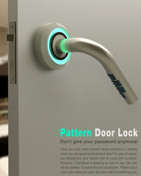 Pattern Door Lock is designed with the code combination hidden out of sight, adding an extra measure of security. Click to check it out. #security #safety #YankoDesign Smart Door Locks, High Tech Gadgets, Home Tech, Gadgets And Gizmos, Home Technology, Smart Tech, Yanko Design, Cool Technology, Security Door