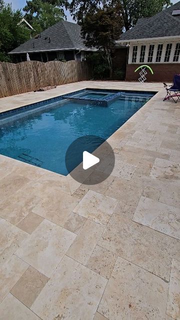 Luke Burbank/Artistic Pools Inc. on Instagram: "14'x26' rectangle pool with flush spa and ivory travertine coping and decking in Atlanta GA. #artisticpools #luxurypools #gapoolbuilder #pools #pool #swimmingpool #swimmingpools #poolparty #poolmanluke #tnpoolbuilders #masterpoolsguild #pebbletec #tinypool #jandypoolproducts #Atlanta #poolbuilder #infloorcleaningsystem" Pool Privacy Ideas, Rectangle Pool With Spa, Ideas For Pool Area, Pool Backyard Ideas, Pool Patio Ideas, Pool Bathroom Ideas, Travertine Pool Decking, Ivory Travertine, Rectangle Pool