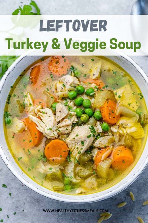 Leftover Turkey Vegetable Soup, Turkey Soup With Potatoes, Soup With Turkey Broth, Turkey Bone Soup Recipe, Easy Turkey Soup Recipe, Turkey Soups And Stews, Turkey Leftover Soup Recipe, Soup With Leftover Turkey, Thanksgiving Leftovers Soup