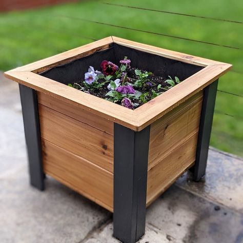 DIY Garden Planter Building Plan Wooden Garden Planter Design Outdoor Garden Box Woodworking Plans - Etsy Canada Small Wooden Planter Boxes, Stand Up Planter Boxes, Wooden Pots For Plants, Wooden Planter Boxes Diy, Cedar Planter Boxes, Wood Planter Boxes, Planter Boxes Diy, Indoor Planter Box, Cedar Wood Projects