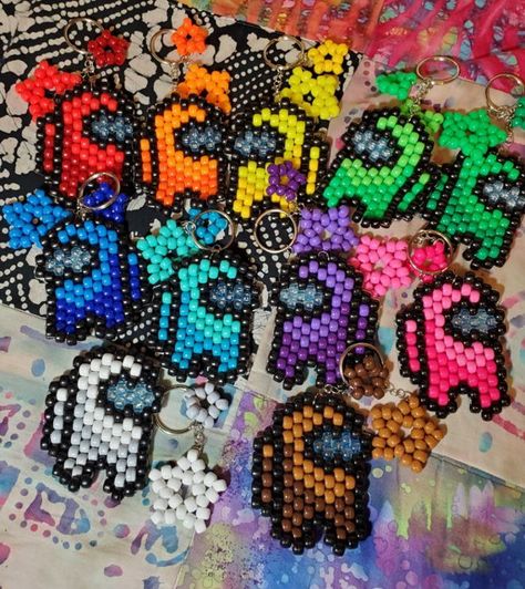 Among Us Keychains unedited Rave Light, Kandi Mask, Kandi Cuff, Kandi Patterns, Photo Pattern, Sensory Issues, Beaded Crafts, Holiday Patterns, Perler Bead Patterns