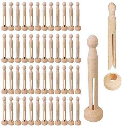 Amazon.com : Winlyn 50 Sets Unfinished Wood Doll Pins Doll Clothespins Wooden Round Peg Wood Clothespins and Stands Craft Supplies for DIY Art Painting Projects Doll Ornaments Rustic Country Embellishments : Arts, Crafts & Sewing Fall Pictures With Pumpkins, Doll Ornaments, Picture Frame Ornaments, Wood Doll, Retro Christmas Tree, Classroom Art Projects, Wooden Clothespins, Wood Clothes, Clothespin Dolls