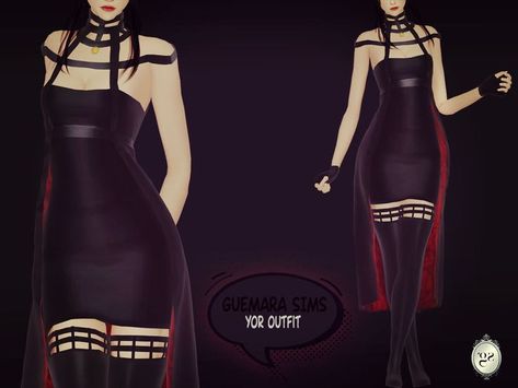 Yor Forger Sims 4 Cc, Kakegurui Sims 4 Cc, Sims 4 Cc Kakegurui, Sims 4 Spy X Family, Yor Forger Dress To Impress, Cc Dress, Thigh Belt, Spy Outfit, Characters Outfits