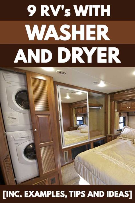 Rv With Washer And Dryer, Rv Washer And Dryer Combo, Rv Laundry Solutions, Rv Washer And Dryer Ideas, Rv Washer Dryer, Small Camper Interior, Washer Dryer Set, Rv Bathroom, Stackable Washer And Dryer