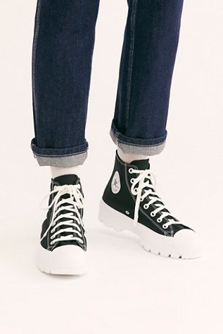 Chuck Taylor All Star Lugged Hi Top Sneakers | Free People Cdg Converse Outfit, Lugged Converse, Converse Haute, Cdg Converse, Chuck Taylor All Star Lugged, All Star Lugged, Converse Outfits, High Top Chucks, Run Star Hike