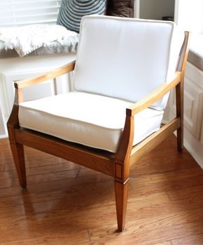 Mid Century Chair Makeover and the trick to sewing vinyl! — Beckwith's Treasures Mid Century Chair Makeover, Sewing Vinyl, Entry Makeover, Antique Furniture Makeover, White Dining Room Chairs, Oversized Chair Living Room, Adult Bean Bag Chair, Chair Leg Floor Protectors, Oversized Chair And Ottoman