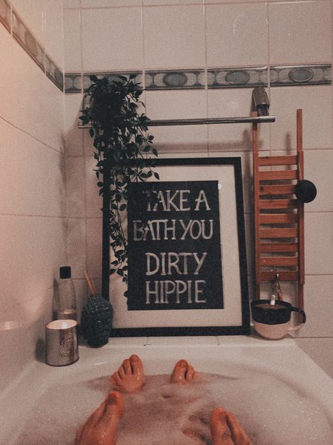 Hippie Bathroom Ideas, Boho Hippie Bathroom, Colorful Bathroom Ideas, Hippie Bathroom, Take A Bath You Dirty Hippie, Bathroom Vibes, Boho Hippie Decor, Bathroom Ideas 2024, Hippie Wall Art