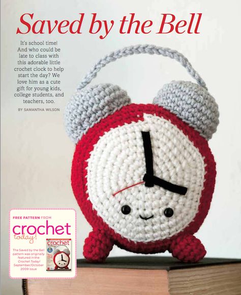 Crochet Clock Free Pattern, Cartoon Crochet, Functional Crochet, Amigurumi Projects, Crochet Fun, Saved By The Bell, College Gifts, Fun Gifts, Diy Installation