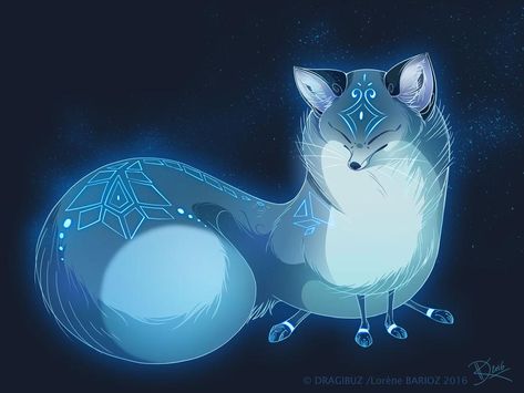 Blue Fox Spirit Style by Dragibuz on DeviantArt Anime Wolves, Mystic Art, Mystical Animals, Fox Spirit, Nature Spirits, Cute Fantasy Creatures, Fantasy Creatures Art, Fox Art, Mythical Creatures Art