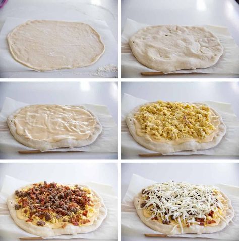 Breakfast Pizza Sauce, Easy Cheese Sauce, Egg Pizza Breakfast, Cream Cheese Breakfast, Breakfast Pie, Breakfast Pizza Recipe, Bacon Pizza, Camping Snacks, Pizza Sauce Recipe