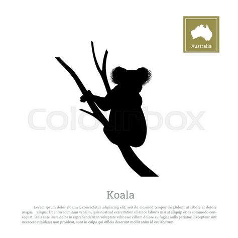 Koala Outline Tattoo, Australian Animal Outline, Jungle Animal Silhouette, Koala Svg Free, Australian Animal Silhouette, Tree Outline, Cutlery Art, Australia Animals, Sunday School Crafts For Kids