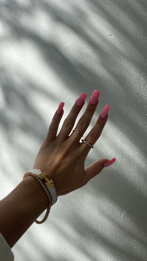 Bright pink acrylic nail inspiration Bright Pink Acrylic Nails, Acrylic Nail Inspiration, Cruise Nails, Pink Acrylic, Pink Acrylics, Pink Acrylic Nails, Nail Inspiration, Stylish Nails, Bright Pink