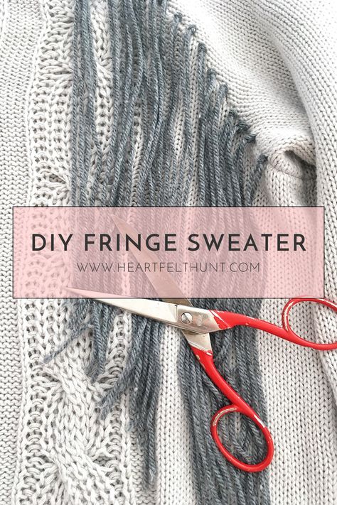 Diy Fringe Sweater, Diy Fringe, Diy Cardigan, Hunting Diy, Cute Fringe, Crochet Needle, Diy Jacket, Crochet Needles, Fringe Sweater