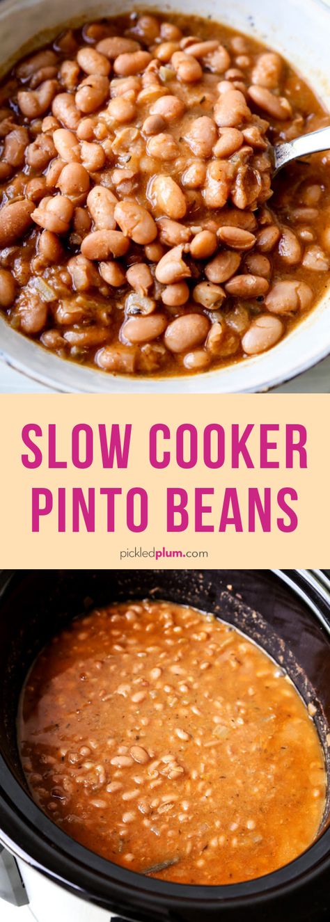 Slow Cooker Pinto Beans, Pork And Beans Recipe, Pinto Beans Recipe, Dried Spices, Slow Cooker Beans, Pinto Bean Recipes, Beans Beans, Recipes Slow Cooker, Meatless Mondays