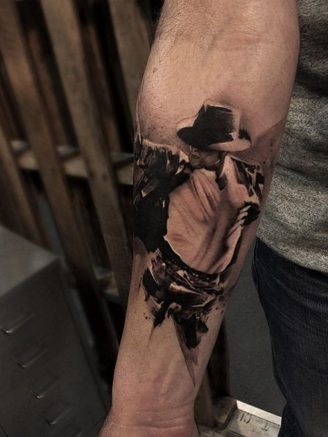 Abstract Michael Jackson on forearm by Glen Preece. Michael Jackson Tattoo, Tattoo Style Art, Rock Tattoo, Faith Tattoo, Tattoo Care, Abstract Tattoo, Forearm Tattoo, Creative Tattoos, Black And Grey Tattoos